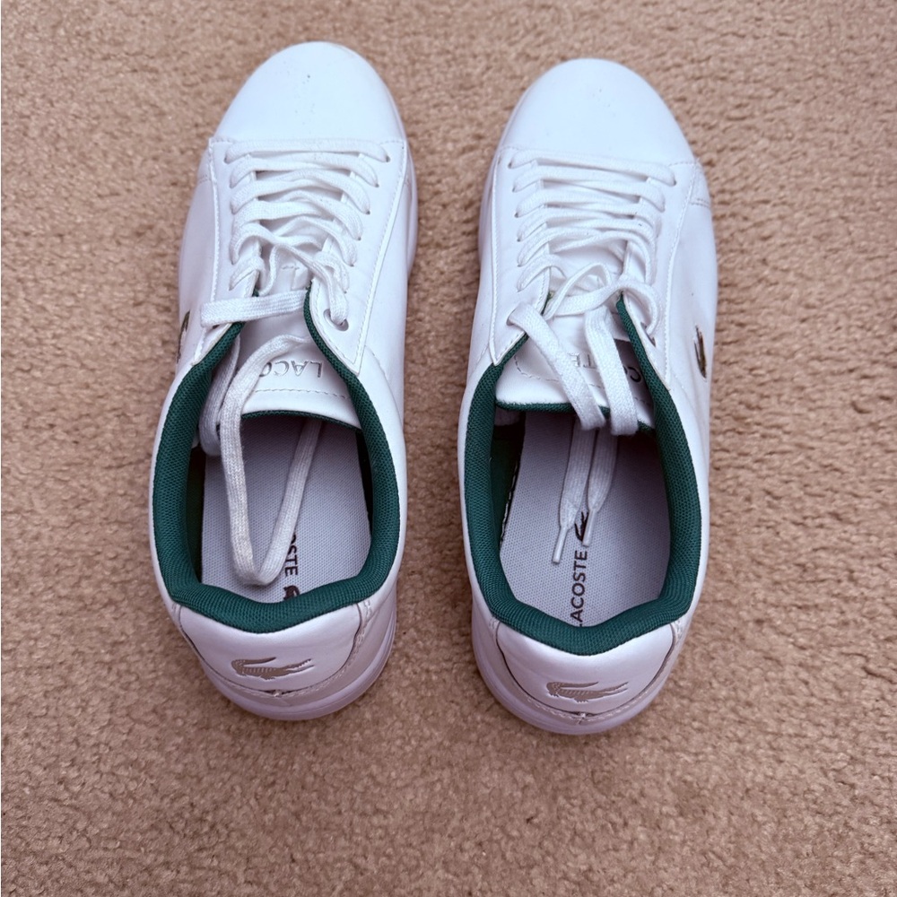 Lacoste Men's White and Green Athletic Shoes